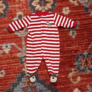 Carter's Infant One Piece Christmas Footie Size 3M Holiday Candy Cane Stripe